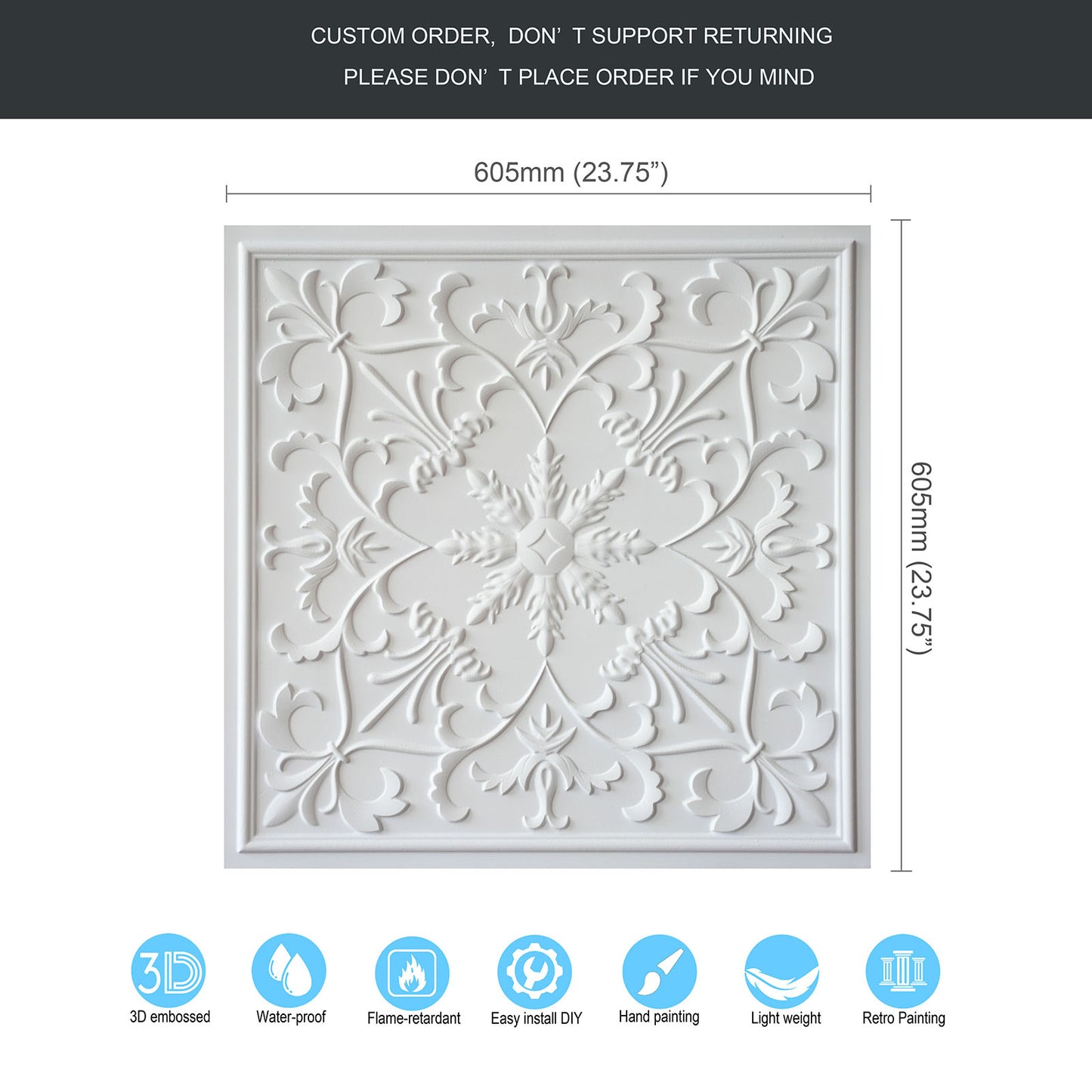 10tiles/lot Artistic Ceiling Tiles for Libraries, Museums, Craft Studios and Cultural Interiors PL70