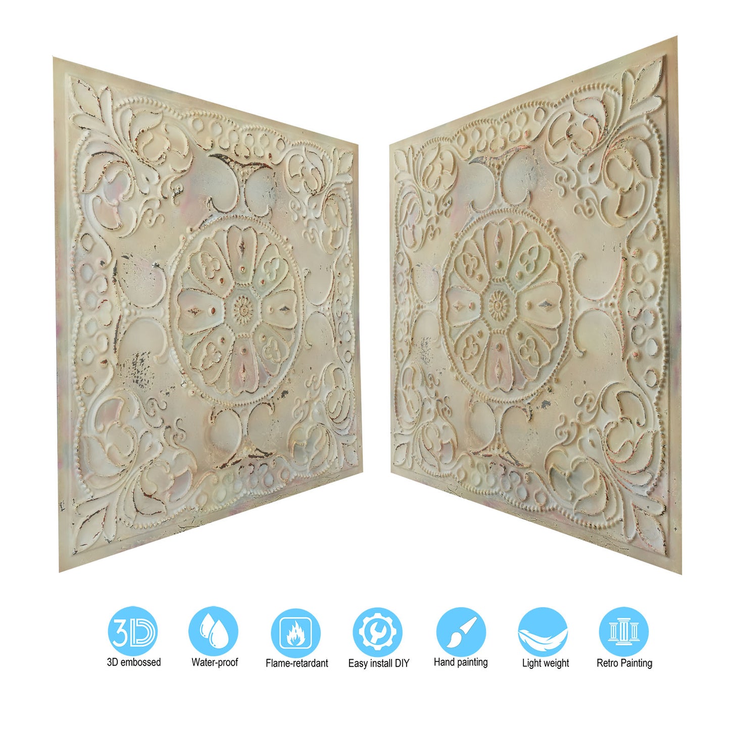 10tiles/lot Embossed Decorative Ceiling Tiles for Luxury Hotels, Apartments and Signature Rooms PL71