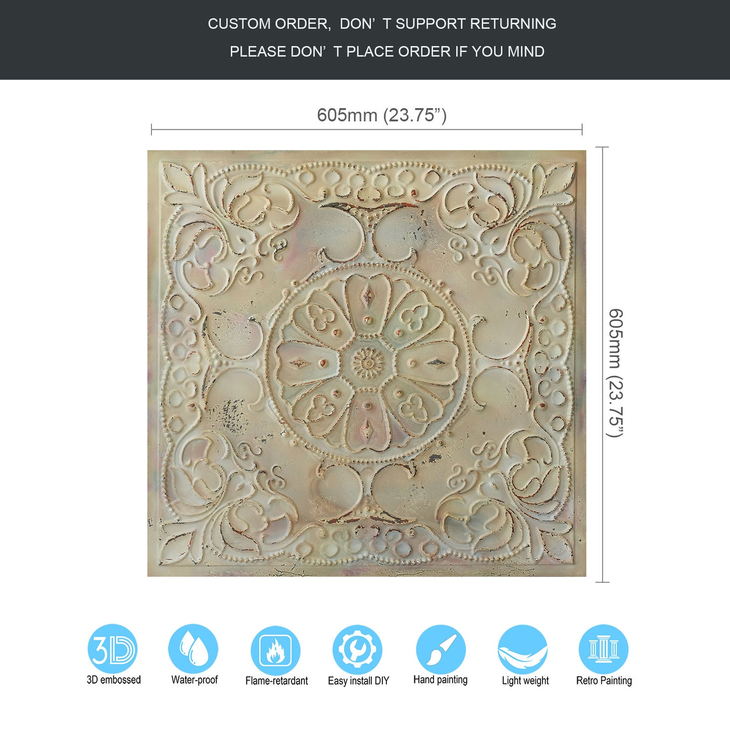 10tiles/lot Embossed Decorative Ceiling Tiles for Luxury Hotels, Apartments and Signature Rooms PL71