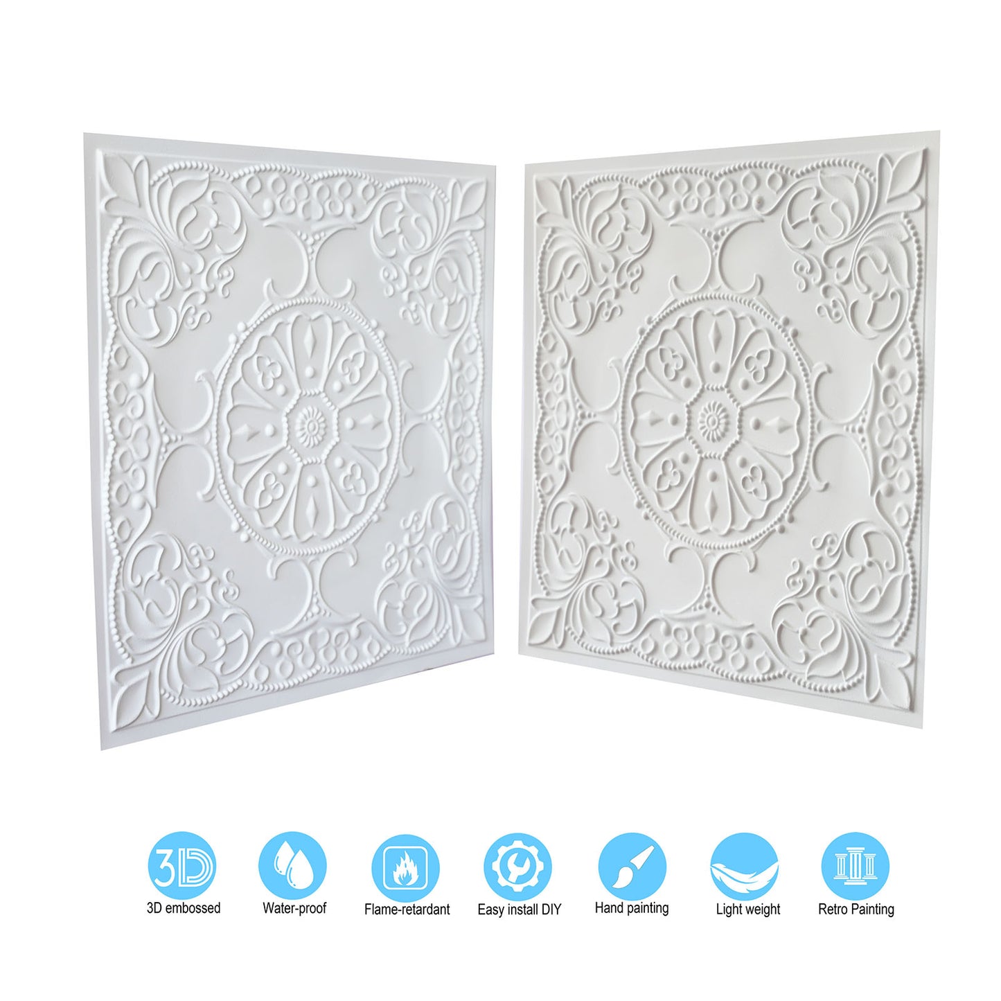 10tiles/lot Embossed Decorative Ceiling Tiles for Luxury Hotels, Apartments and Signature Rooms PL71