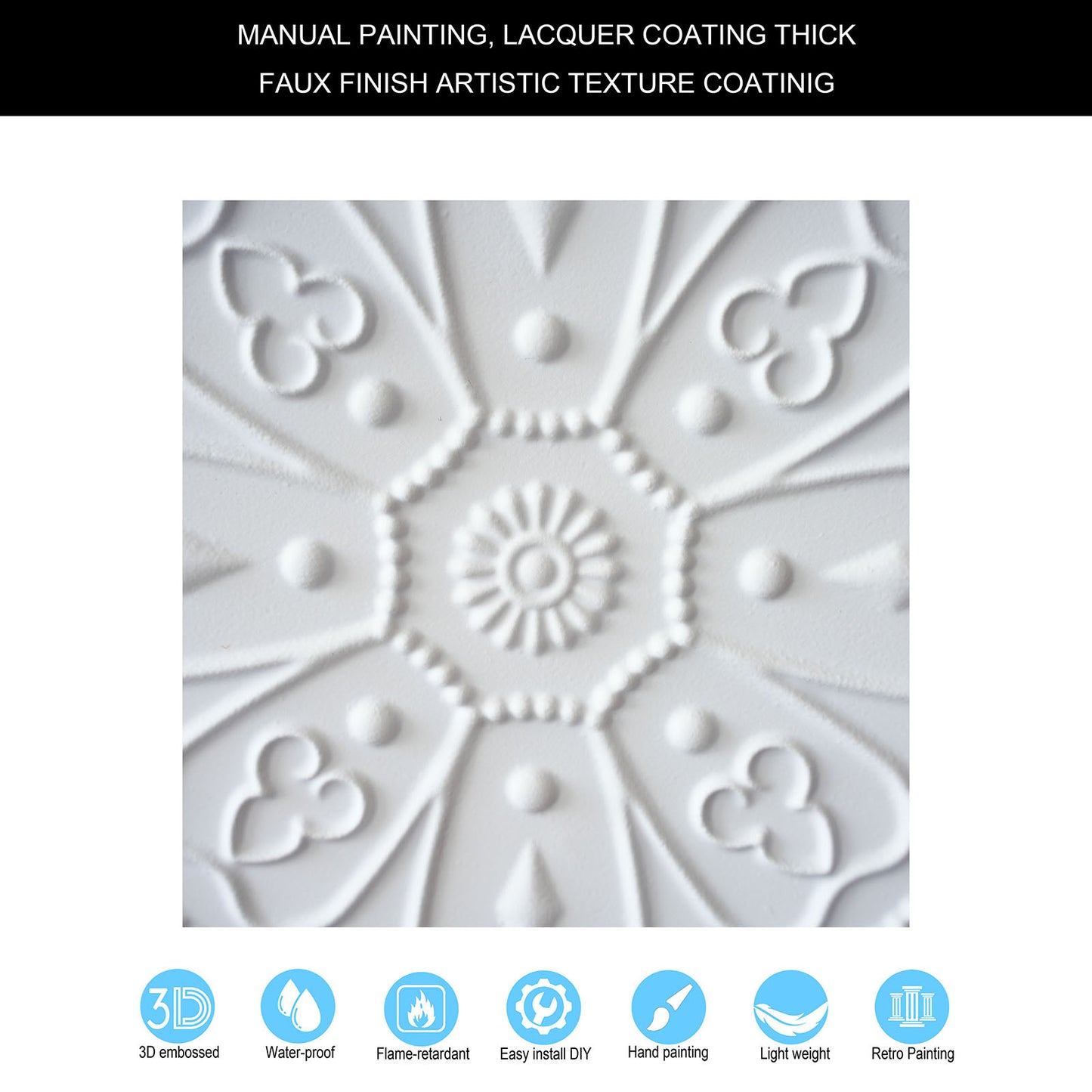 10tiles/lot Embossed Decorative Ceiling Tiles for Luxury Hotels, Apartments and Signature Rooms PL71