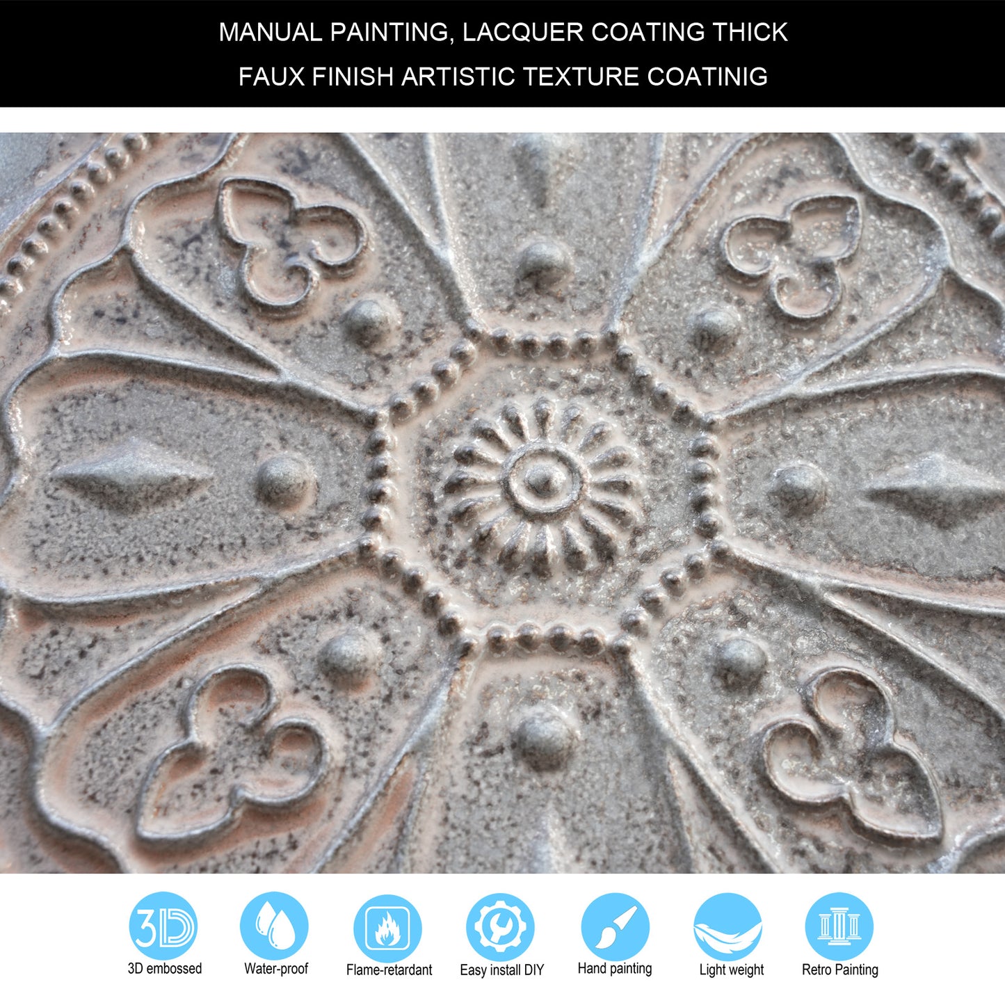 10tiles/lot Embossed Decorative Ceiling Tiles for Luxury Hotels, Apartments and Signature Rooms PL71