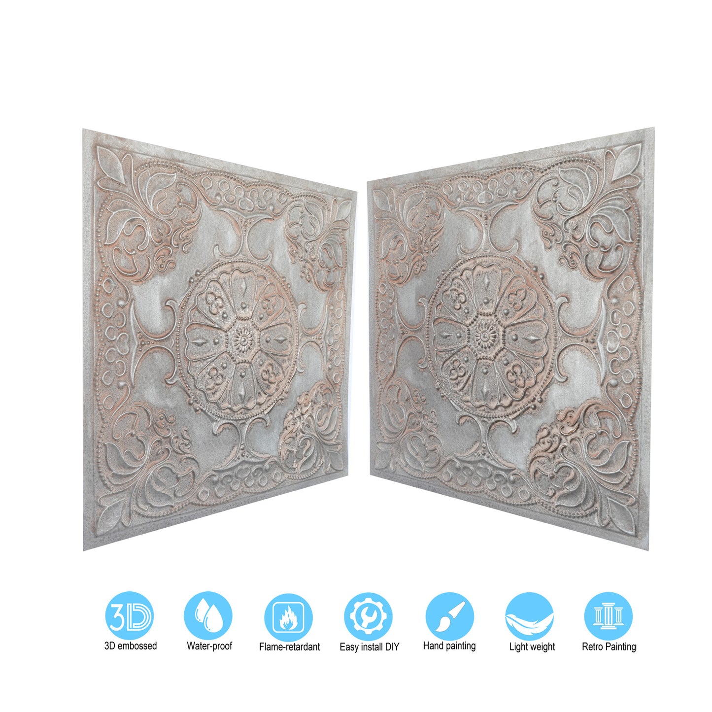 10tiles/lot Embossed Decorative Ceiling Tiles for Luxury Hotels, Apartments and Signature Rooms PL71