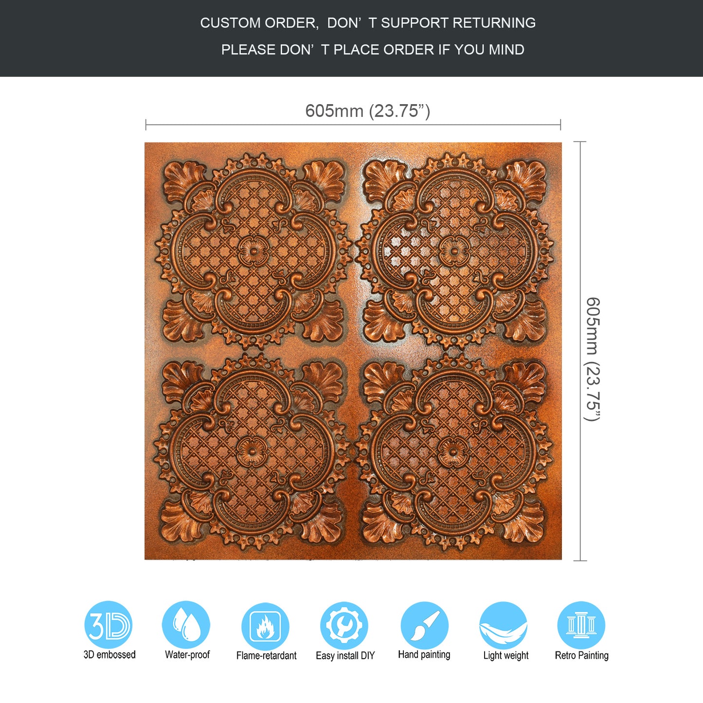 10tiles/lot Drop-In Ceiling Tiles for Office Buildings, Meeting Rooms and Commercial Halls PL80