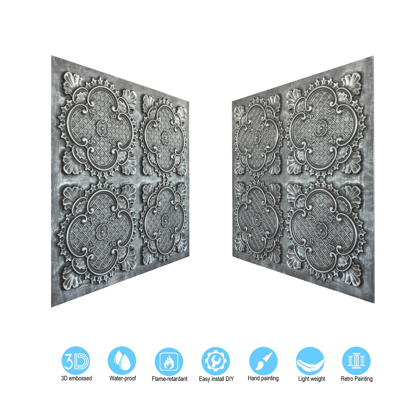 10tiles/lot Faux Metal Ceiling Tiles for Bars, Cafés, Lounges and Contemporary Interiors PL80