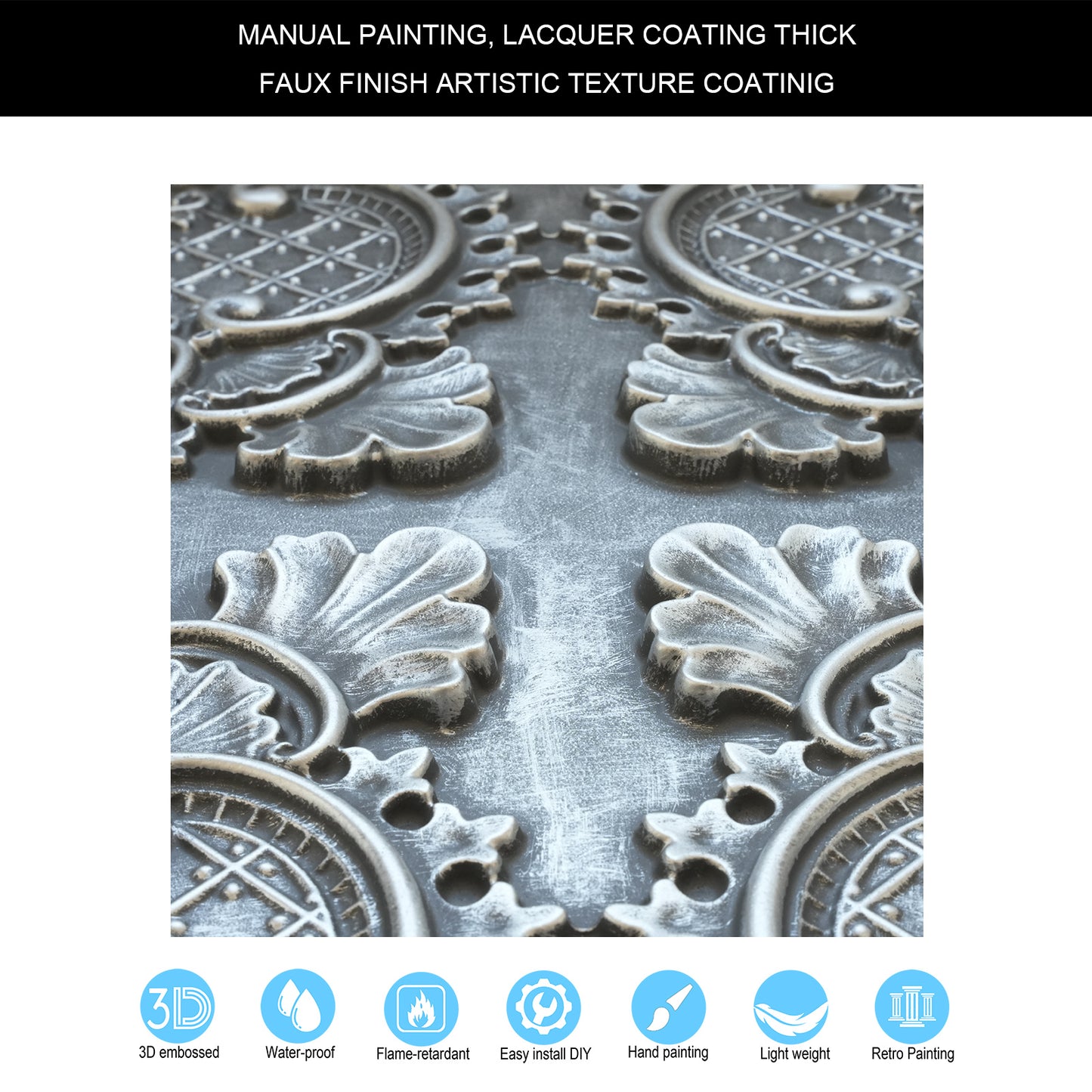 10tiles/lot Faux Metal Ceiling Tiles for Bars, Cafés, Lounges and Contemporary Interiors PL80