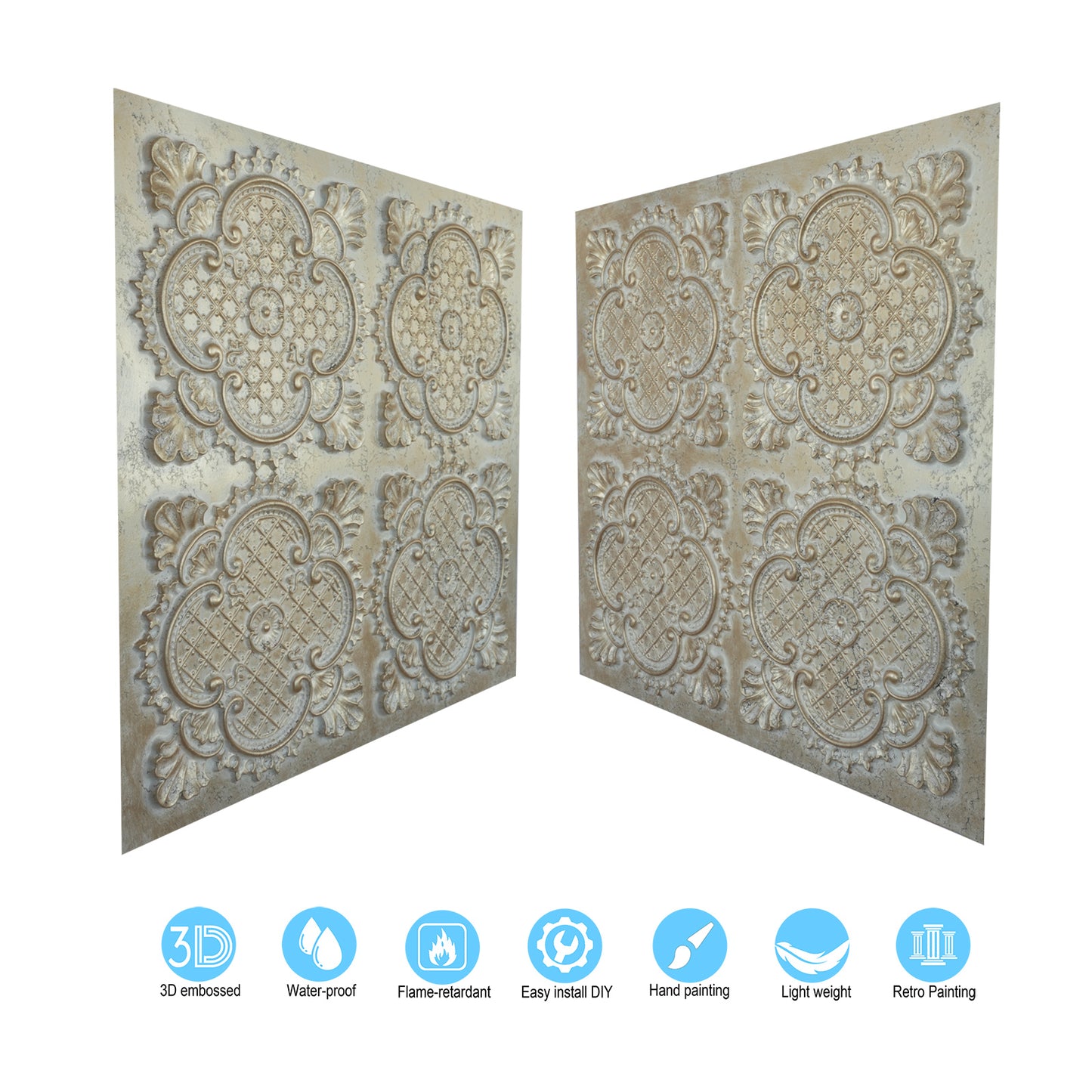 10tiles/lot Decorative Ceiling Tiles for Luxury Hotels, Villas, Salons and High-End Interiors PL80