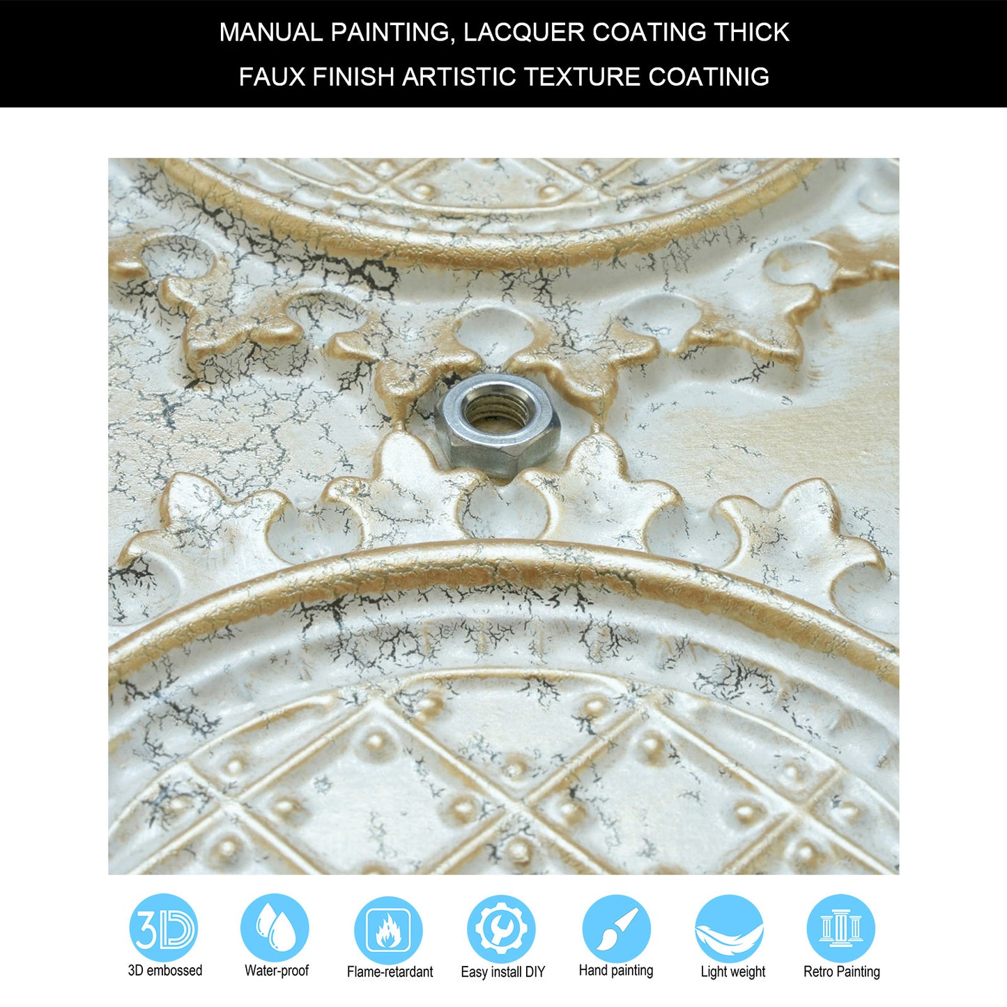 10tiles/lot Decorative Ceiling Tiles for Luxury Hotels, Villas, Salons and High-End Interiors PL80