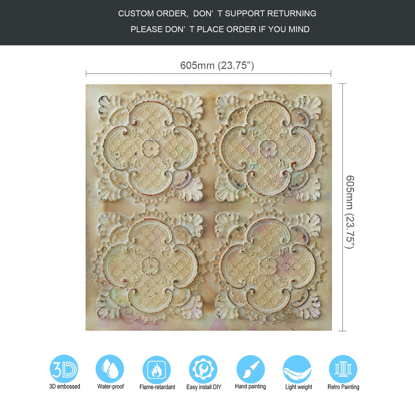 10tiles/lot Decorative Ceiling Tiles for Luxury Hotels, Villas, Salons and High-End Interiors PL80