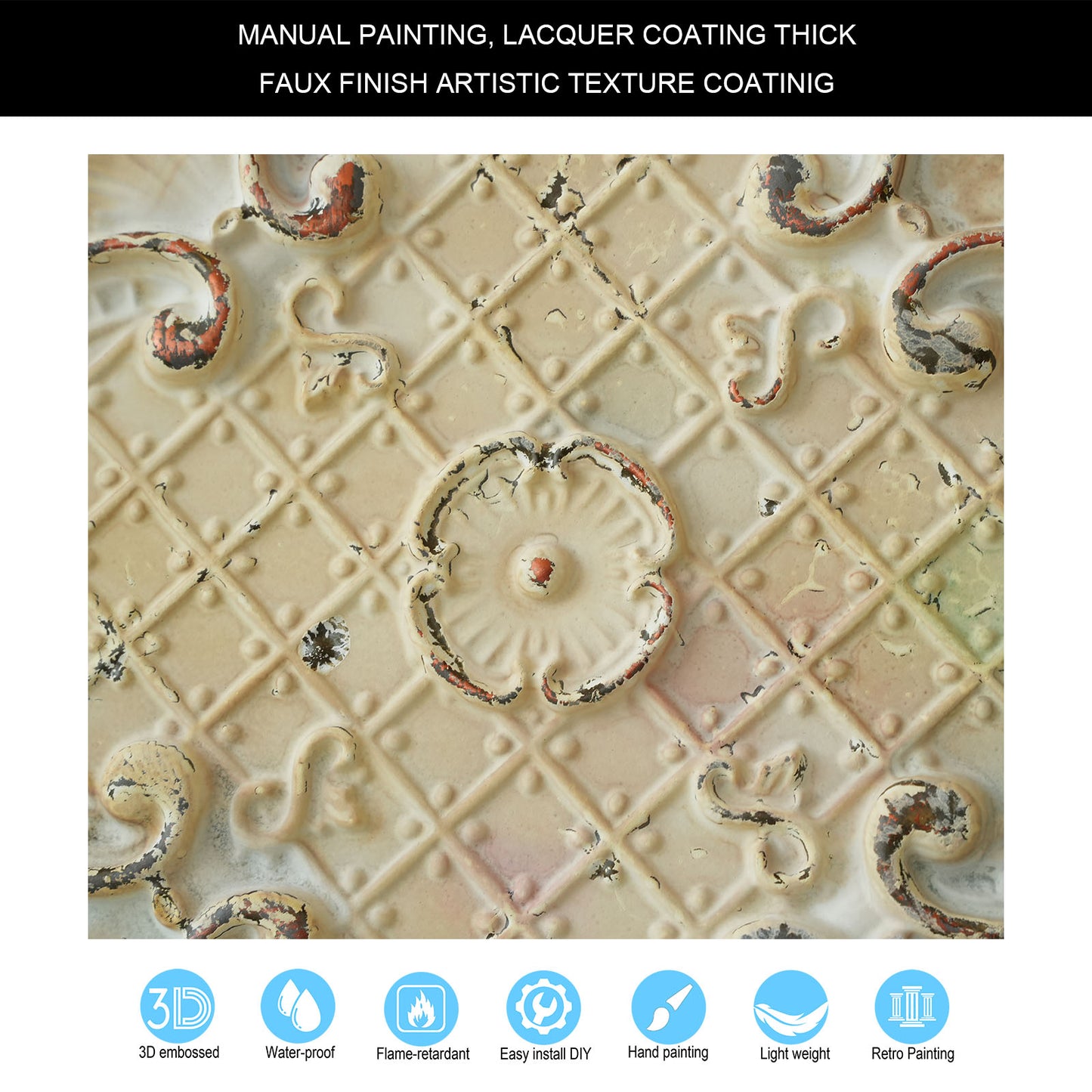 10tiles/lot Decorative Ceiling Tiles for Luxury Hotels, Villas, Salons and High-End Interiors PL80