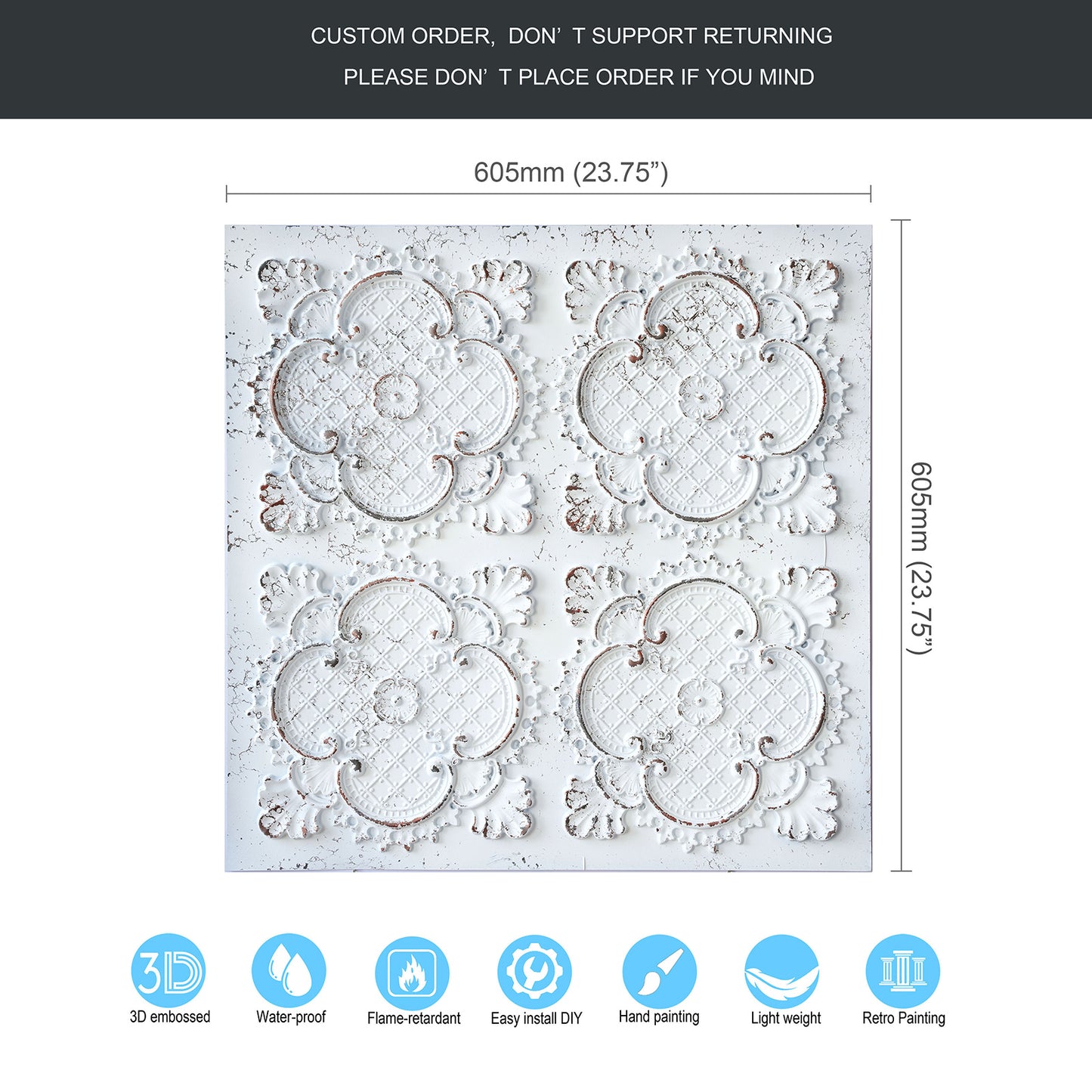 10tiles/lot Decorative Ceiling Tiles for Luxury Hotels, Villas, Salons and High-End Interiors PL80