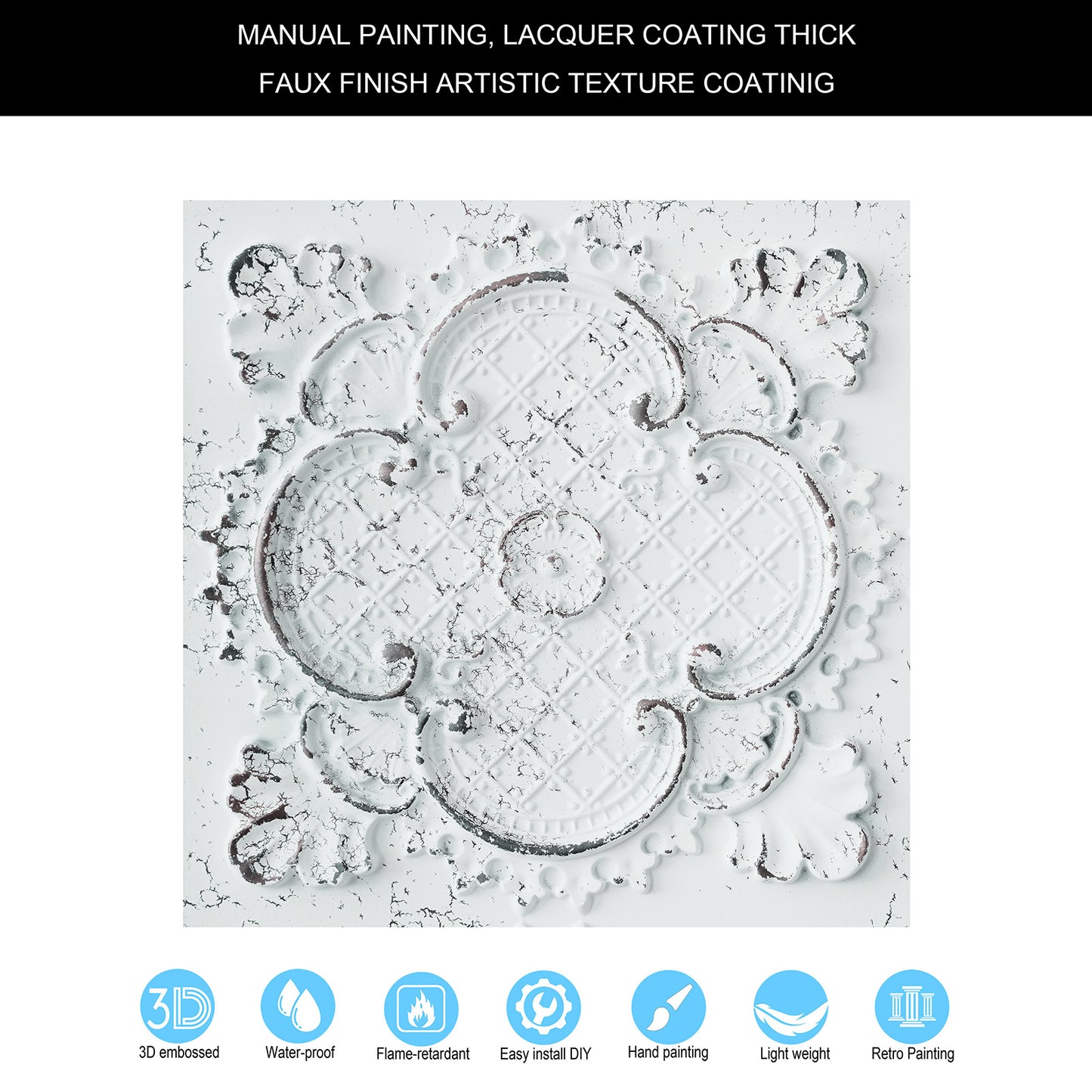 10tiles/lot Decorative Ceiling Tiles for Luxury Hotels, Villas, Salons and High-End Interiors PL80