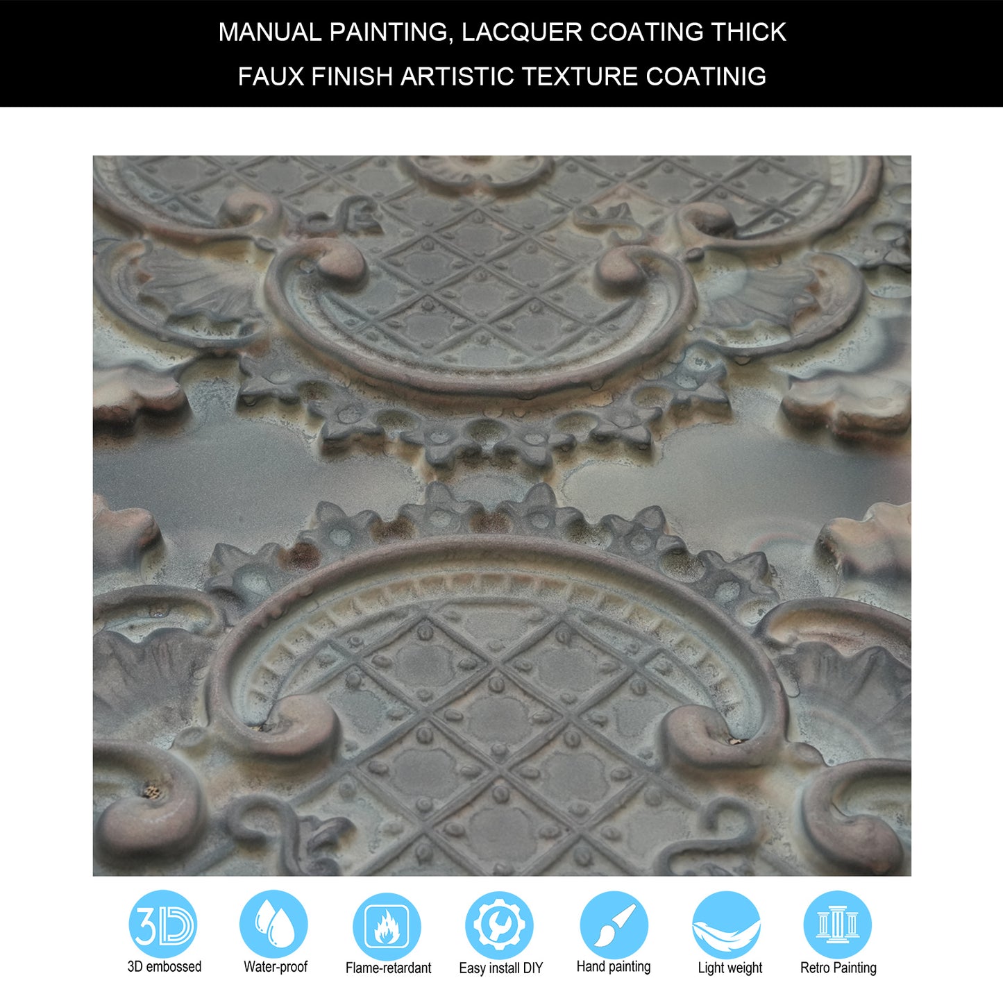 10tiles/lot Faux Metal Ceiling Tiles for Bars, Cafés, Lounges and Contemporary Interiors PL80