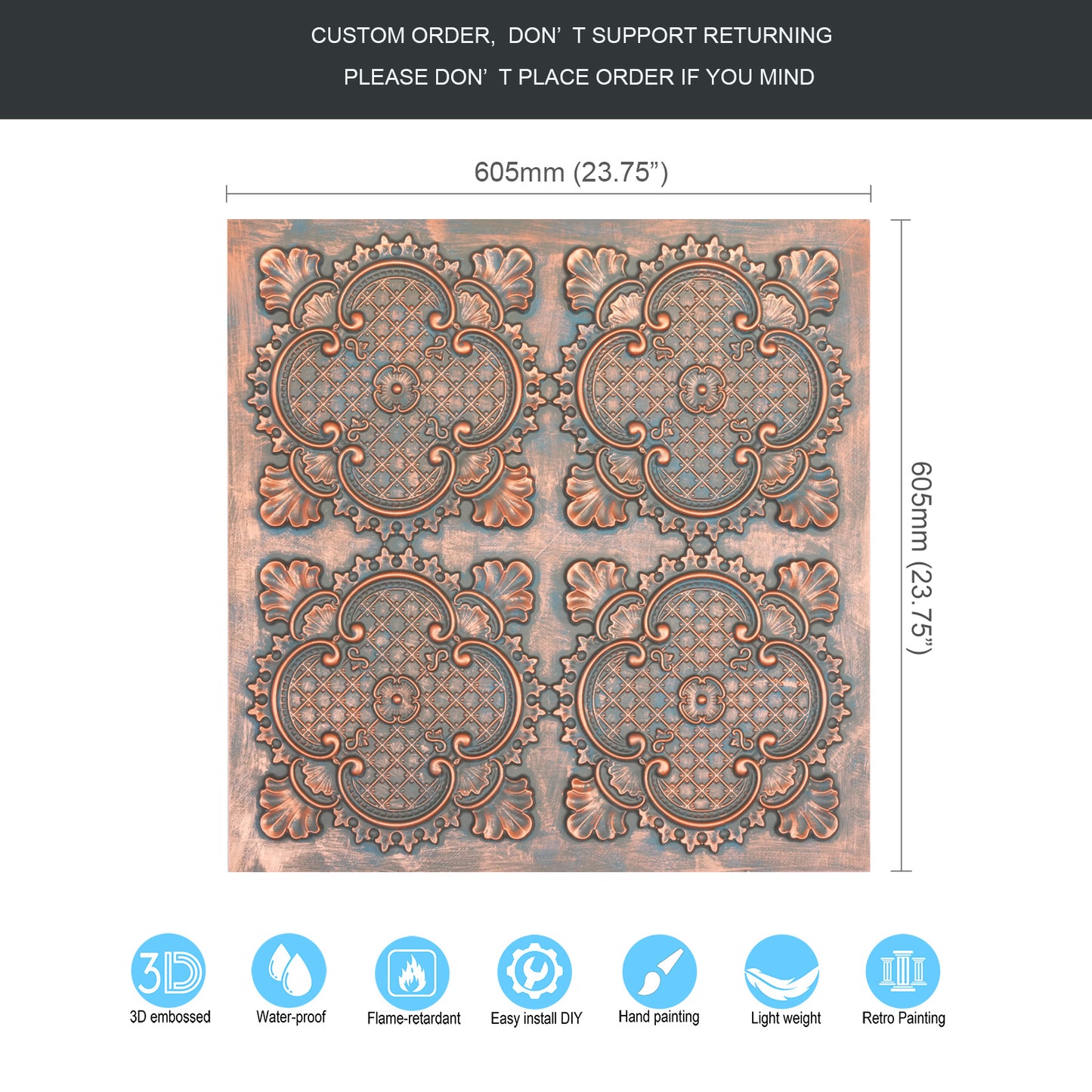 10tiles/lot Drop-In Ceiling Tiles for Office Buildings, Meeting Rooms and Commercial Halls PL80