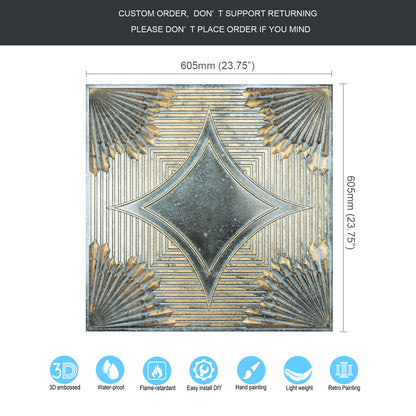 10tiles/lot 3D Faux Metal Ceiling Tiles for Stylish Bars, Clubs and Trendy Restaurants PL81