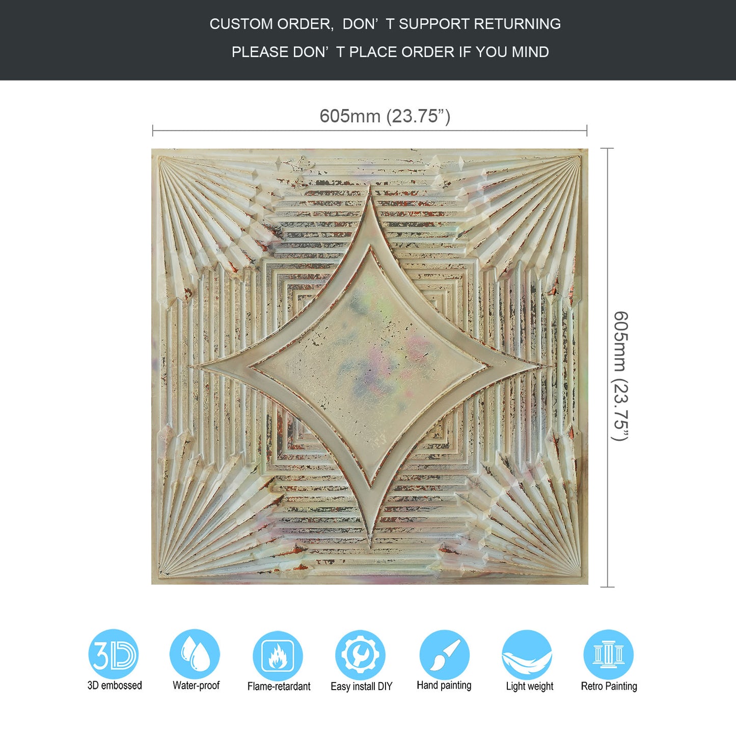 10tiles/lot Distressed Ceiling Tiles for Craft Studios, Retro Cafés and Industrial Design Rooms PL81