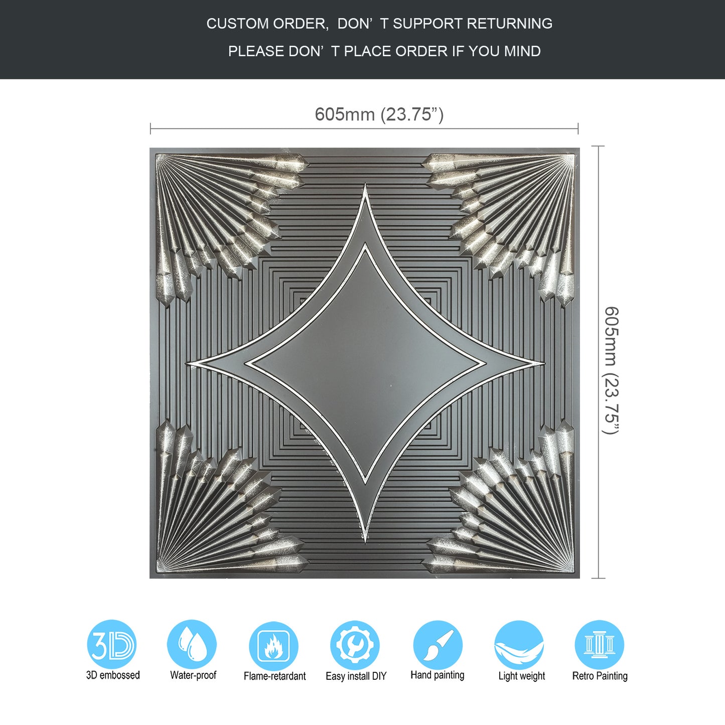 10tiles/lot Metallic Ceiling Tiles for Stylish Bars, Clubs, Restaurants and Social Spaces PL81