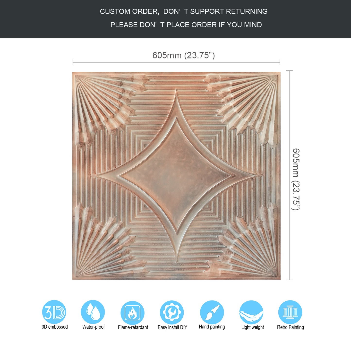 10tiles/lot Tin Ceiling Tiles for Fashion Salons, Barber Shops and Trendy Retail Spaces PL81