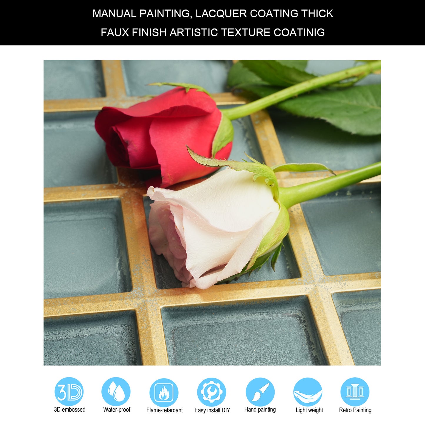 10tiles/lot Faux Tin Embossed Tiles for Luxury Apartments, Villas and Modern Home Interiors PL82