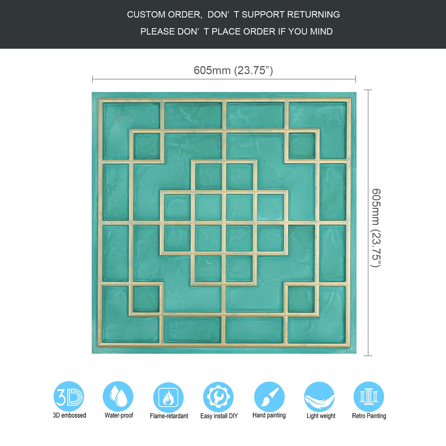 10tiles/lot Faux Tin Embossed Tiles for Luxury Apartments, Villas and Modern Home Interiors PL82