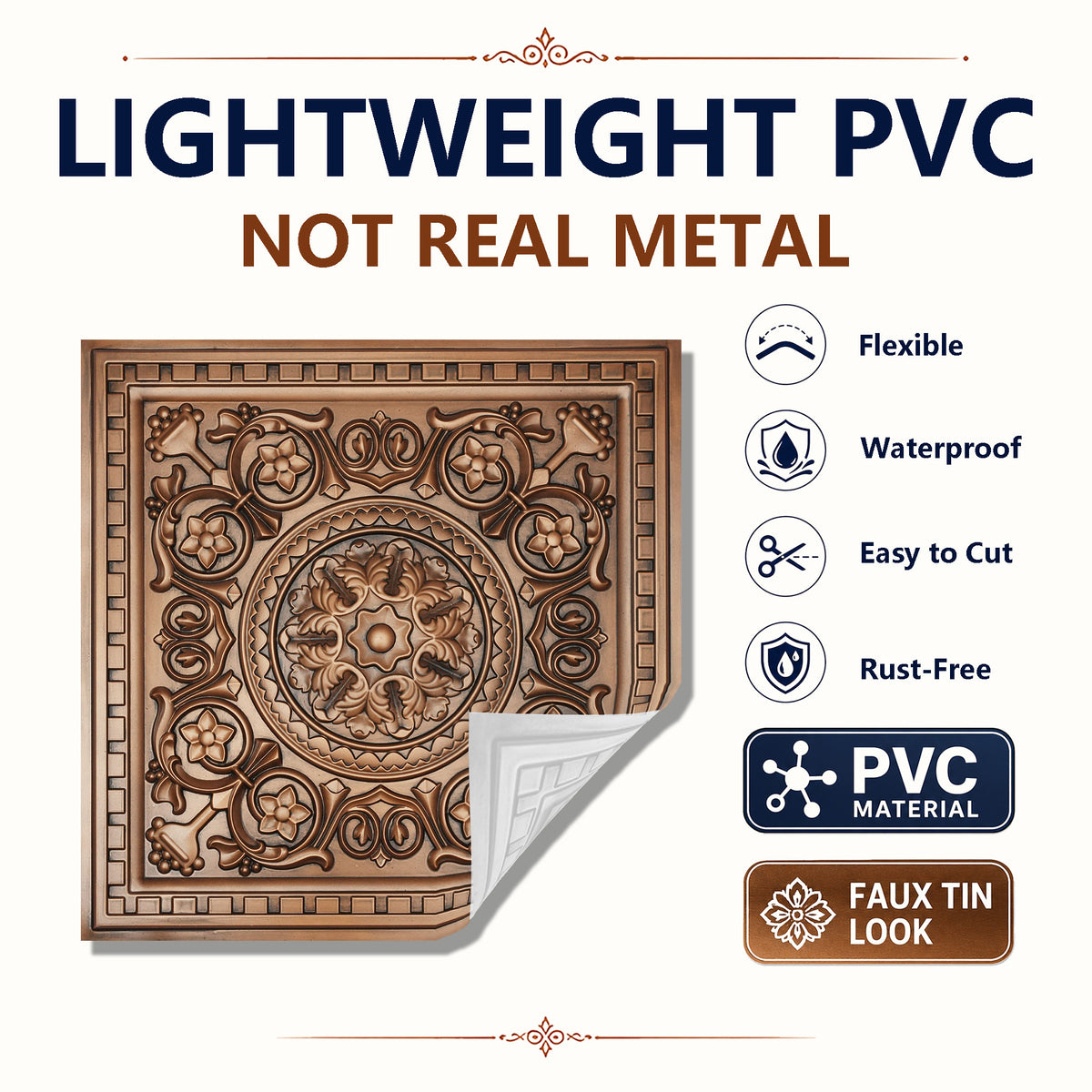 PL83 Aged Copper ceiling tile PL83 AC PVC.jpg