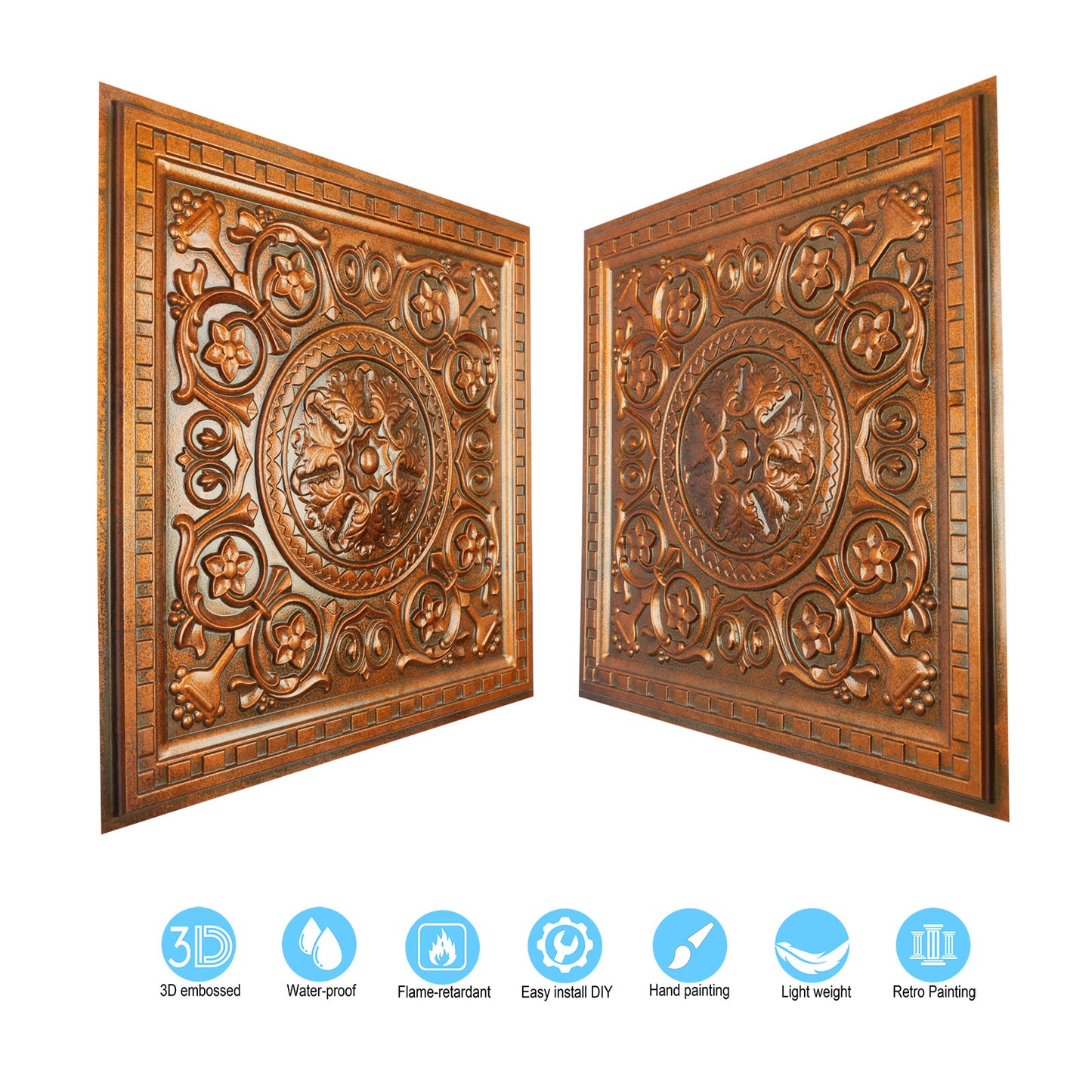 10tiles/lot Metallic Ceiling Tiles for Stylish Bars, Clubs, Restaurants and Social Spaces PL83