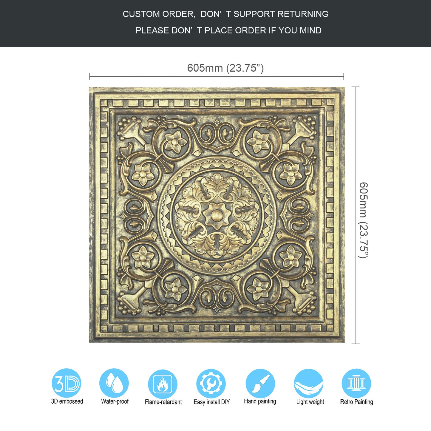 10tiles/lot Pressed Faux Tin Ceiling Tiles for Heritage Bars, Vintage Restaurants and Boutique Hotels PL83