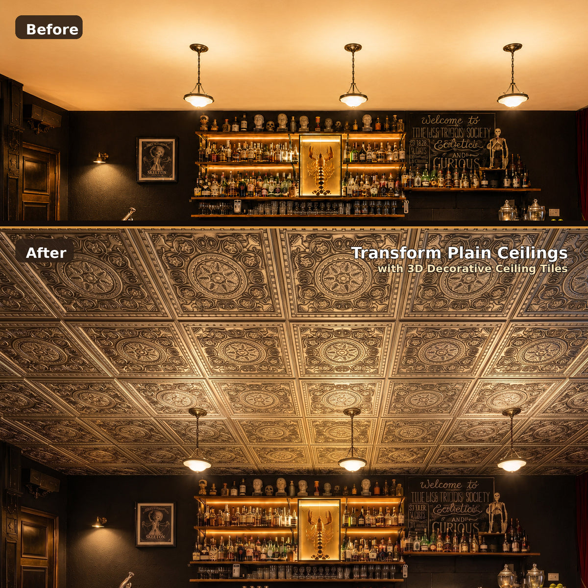 PAINTSDECOR faux tin ceiling tiles for restaurant PL83 10-pack