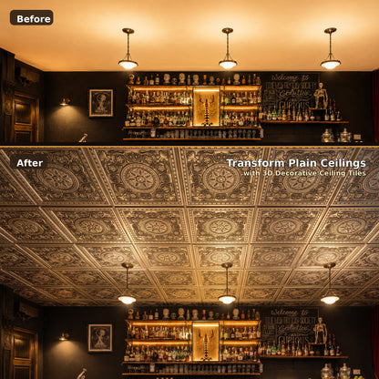 PAINTSDECOR faux tin ceiling tiles for restaurant PL83 10-pack