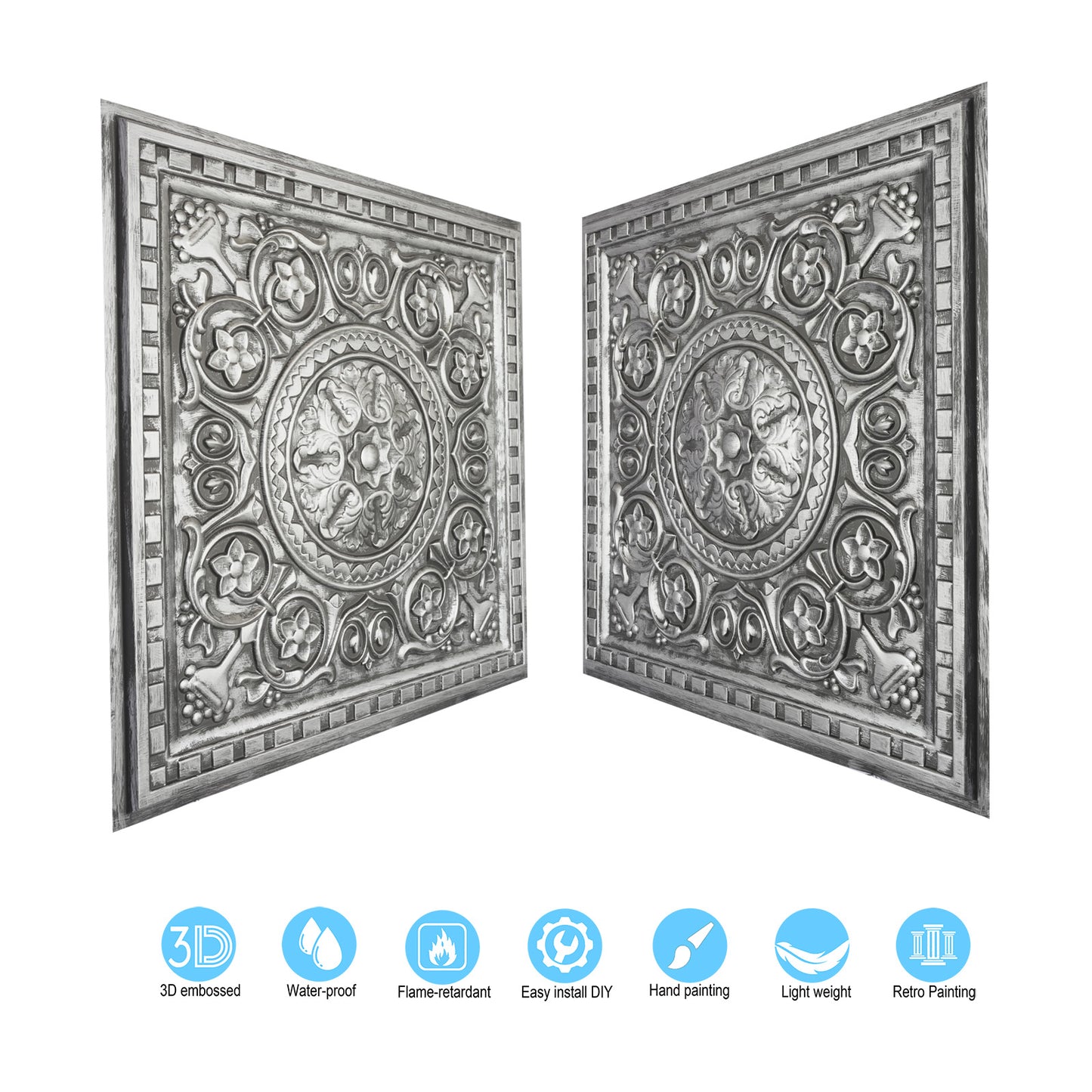 10tiles/lot Drop-In Decorative Tin Tiles for Hotels, Villas and Modern Office Buildings PL83