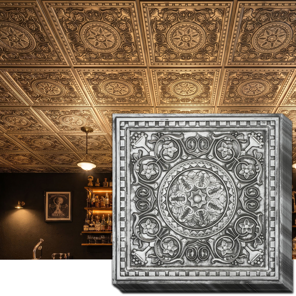 PAINTSDECOR faux tin ceiling tiles for restaurant PL83 10-pack