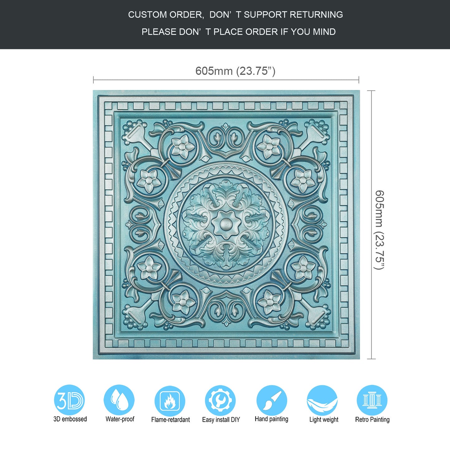 10tiles/lot Pressed Faux Tin Ceiling Tiles for Heritage Bars, Vintage Restaurants and Boutique Hotels PL83