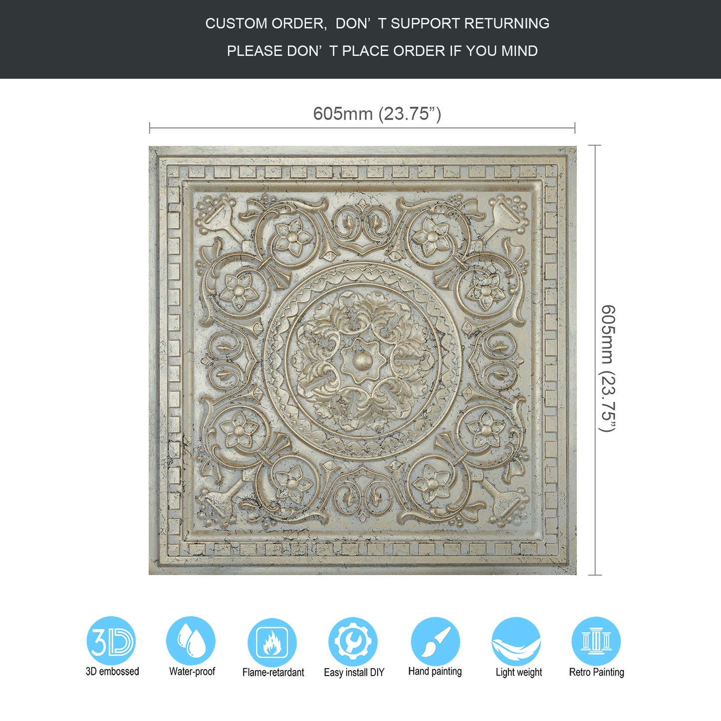 10tiles/lot Metallic Ceiling Tiles for Stylish Bars, Clubs, Restaurants and Social Spaces PL83