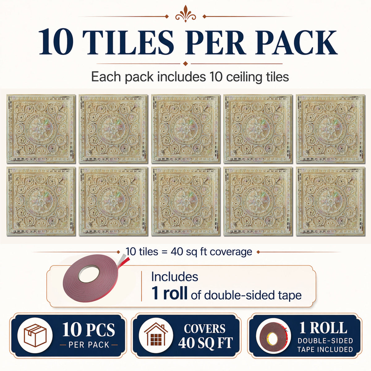 PAINTSDECOR embossed ceiling tiles for living room PL83 10-pack