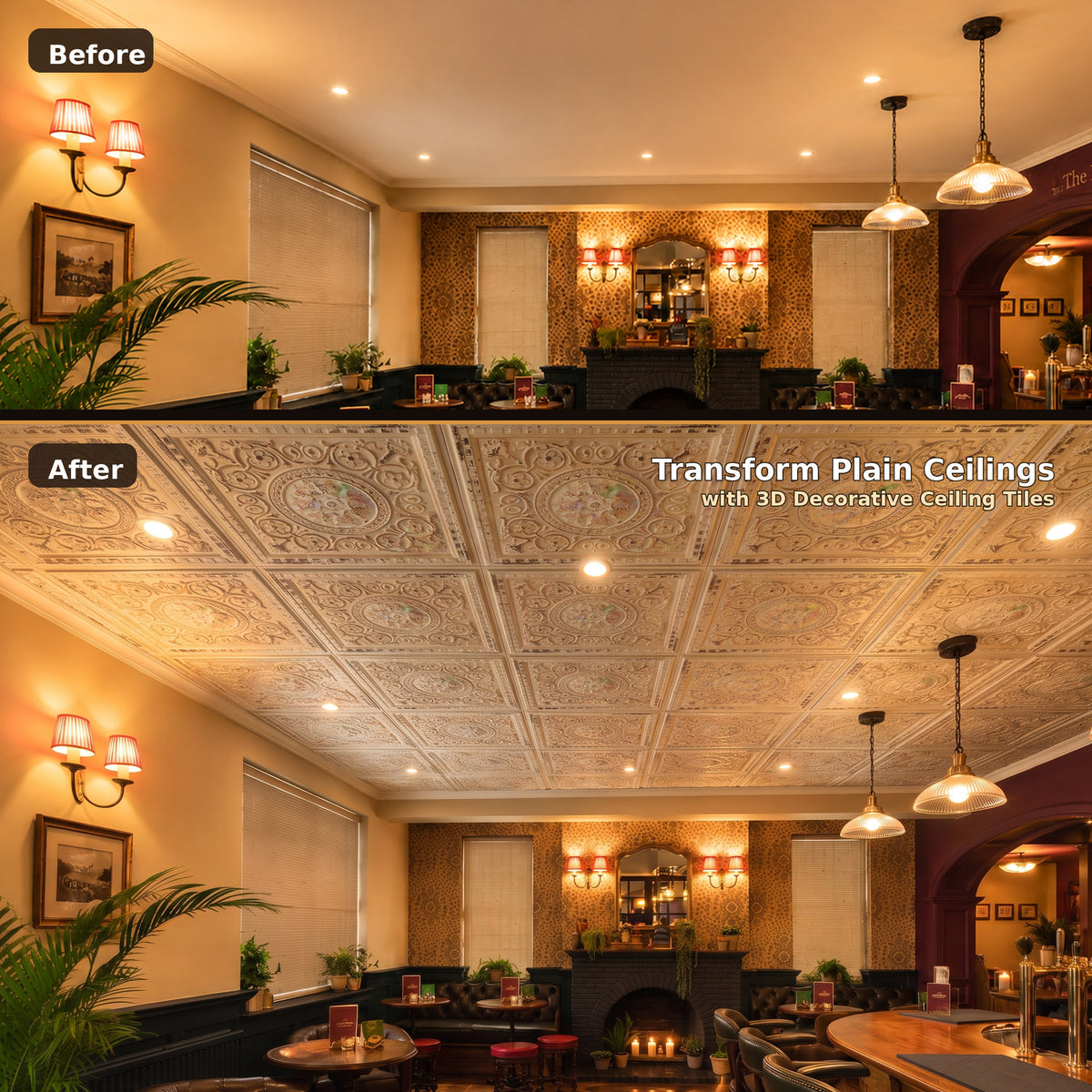 PAINTSDECOR embossed ceiling tiles for living room PL83 10-pack