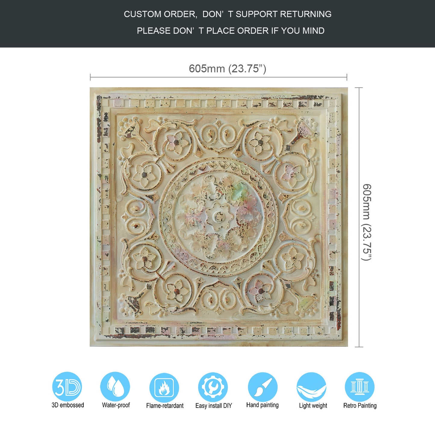 10tiles/lot Metallic Ceiling Tiles for Stylish Bars, Clubs, Restaurants and Social Spaces PL83