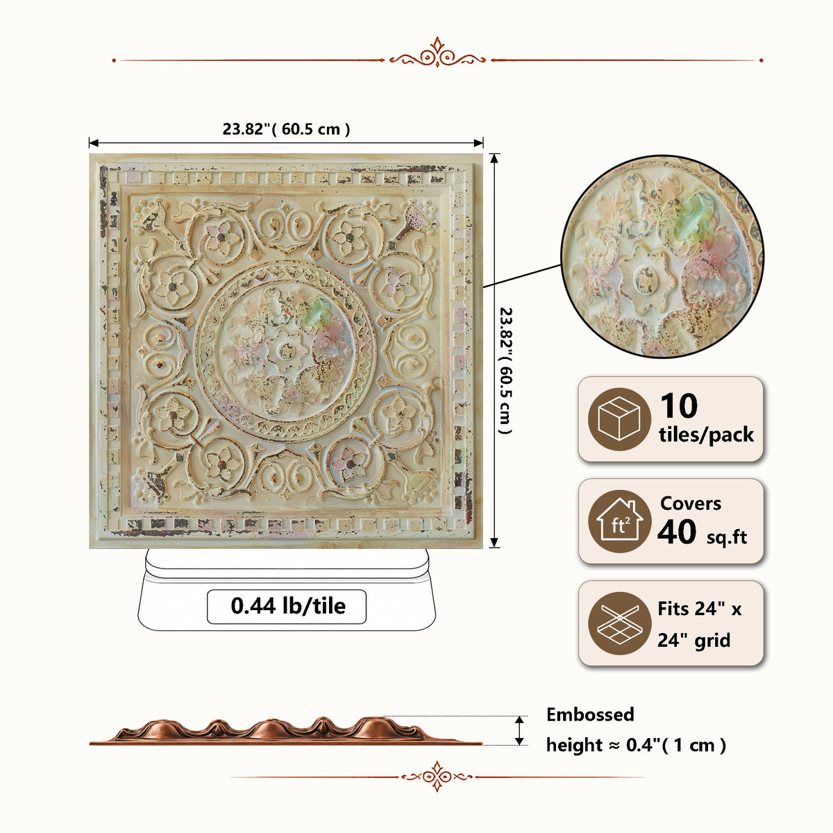 PAINTSDECOR embossed ceiling tiles for living room PL83 10-pack