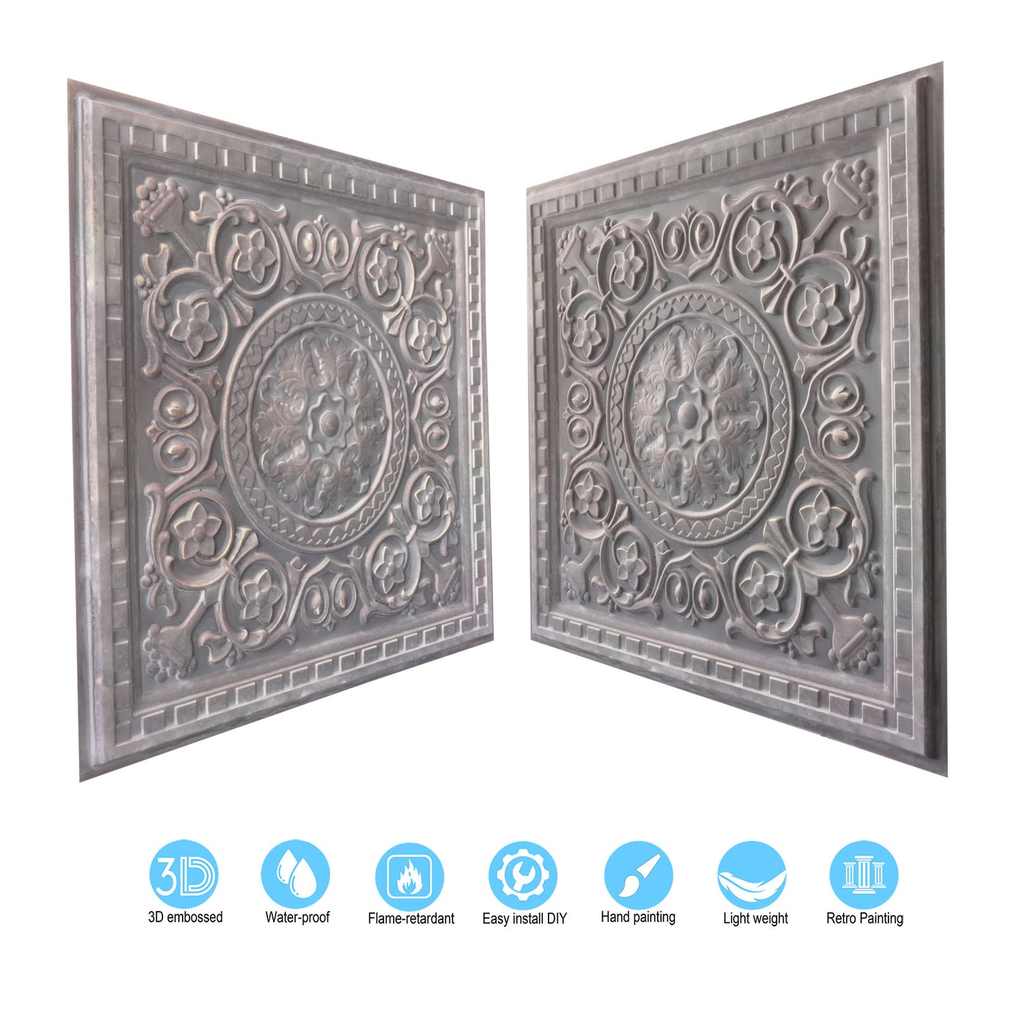 10tiles/lot Drop-In Decorative Tin Tiles for Hotels, Villas and Modern Office Buildings PL83