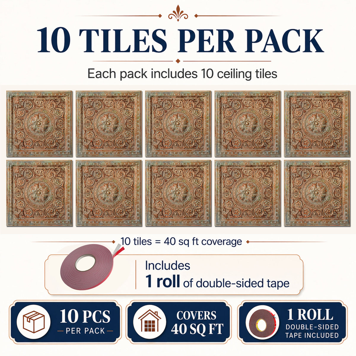 PAINTSDECOR 3D ceiling panels for Villa PL83 10-pack