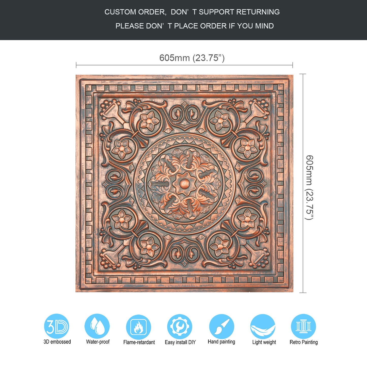 10tiles/lot Metallic Ceiling Tiles for Stylish Bars, Clubs, Restaurants and Social Spaces PL83