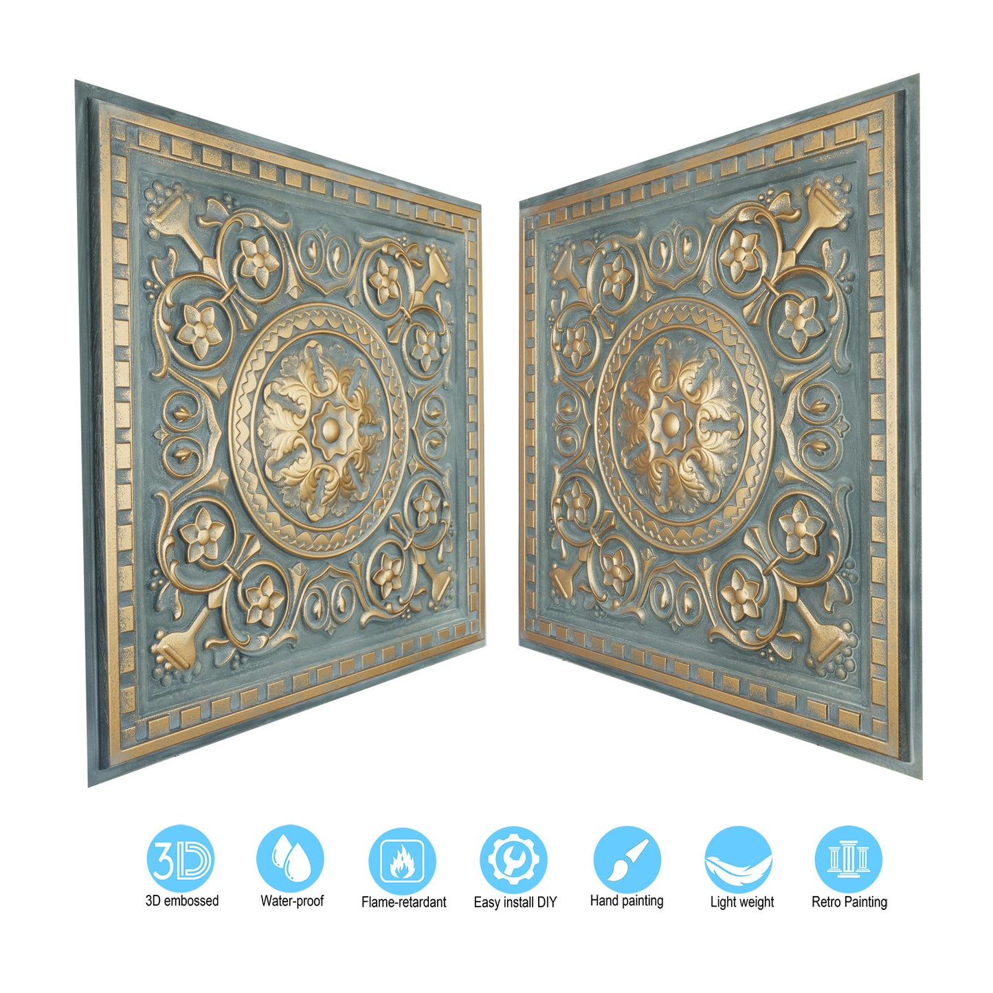 10tiles/lot Pressed Faux Tin Ceiling Tiles for Heritage Bars, Vintage Restaurants and Boutique Hotels PL83