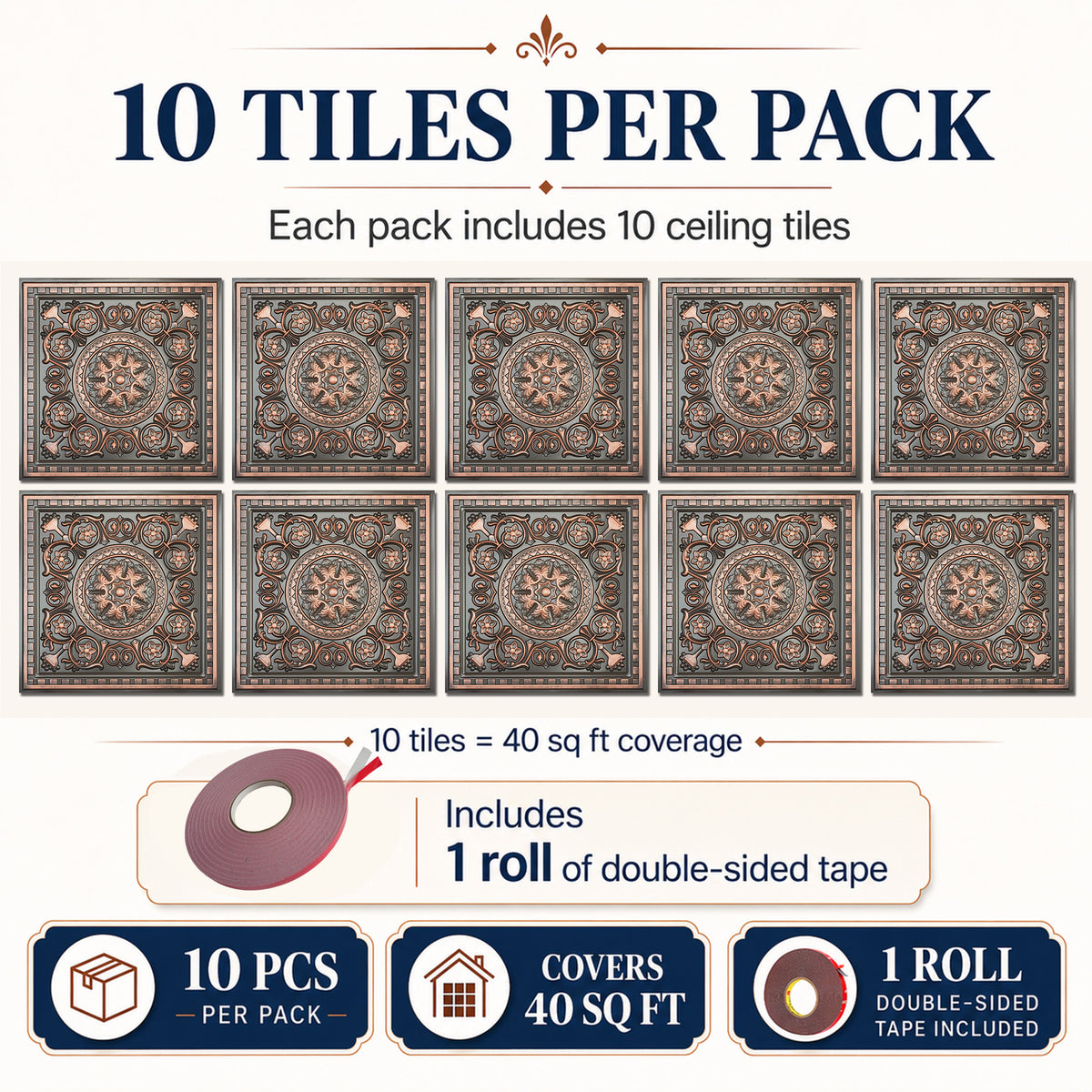 PAINTSDECOR vintage ceiling tiles for Dining rooms PL83 10-pack