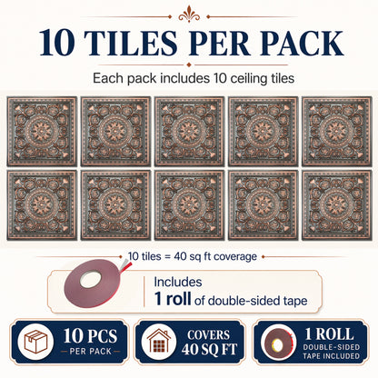 PAINTSDECOR vintage ceiling tiles for Dining rooms PL83 10-pack