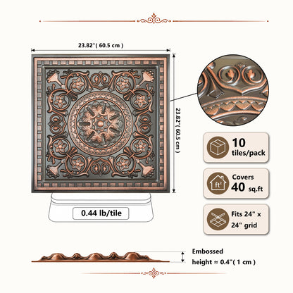 PAINTSDECOR vintage ceiling tiles for Dining rooms PL83 10-pack