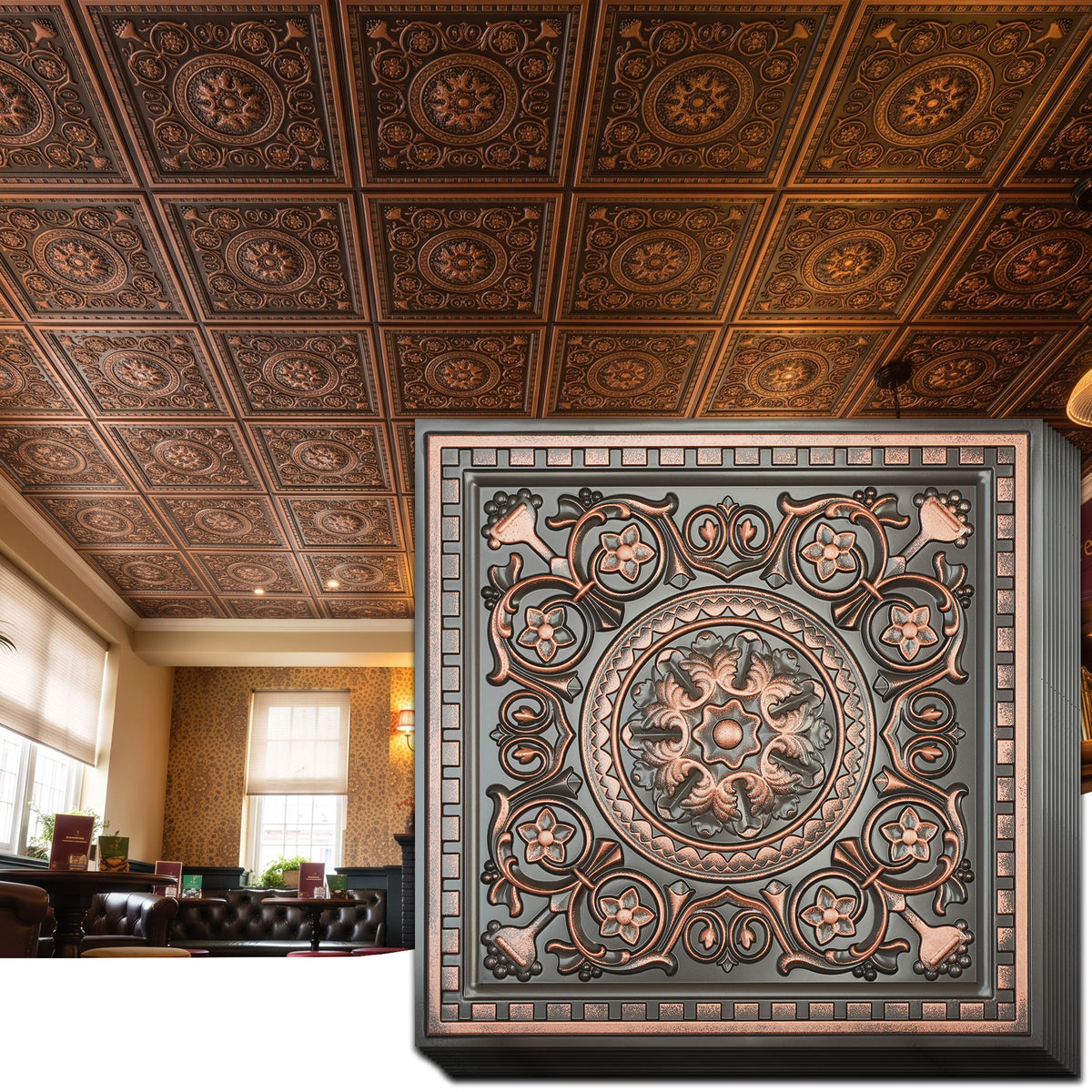 PAINTSDECOR vintage ceiling tiles for Dining rooms PL83 10-pack