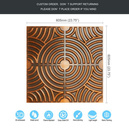 10tiles/lot Glue up faux Tin Ceiling Tiles copper color for Bars, Plastic, Coffer, DIY ceiling panels PL84