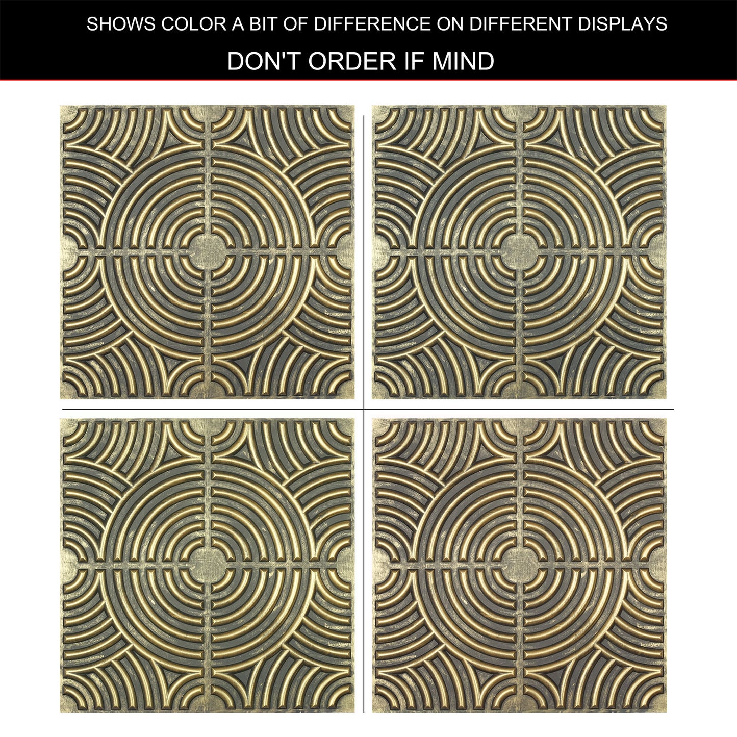 10tiles/lot Glue up faux Tin Ceiling Tiles gold color for Bars, Plastic, Coffer, DIY ceiling panels PL84