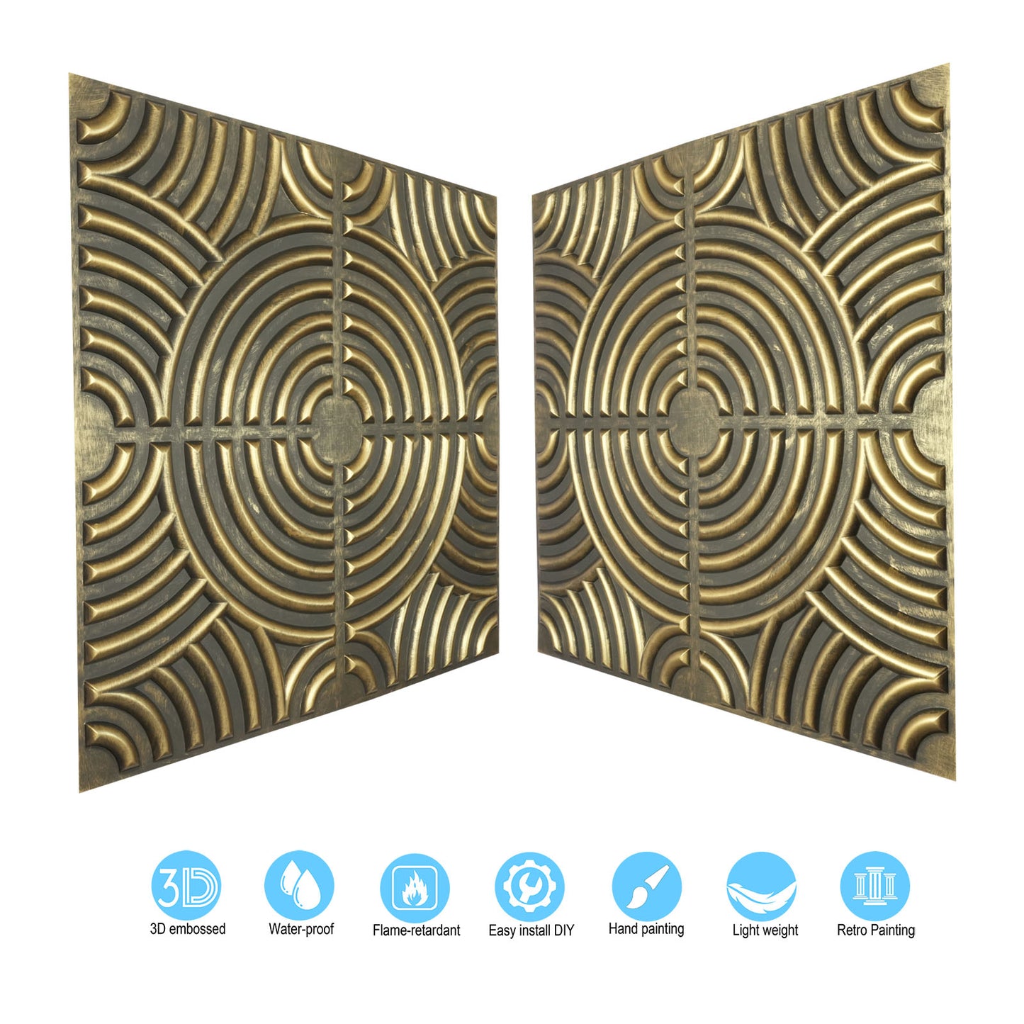 10tiles/lot Glue up faux Tin Ceiling Tiles gold color for Bars, Plastic, Coffer, DIY ceiling panels PL84