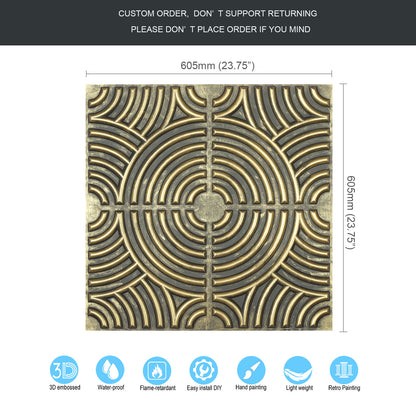 10tiles/lot Glue up faux Tin Ceiling Tiles gold color for Bars, Plastic, Coffer, DIY ceiling panels PL84