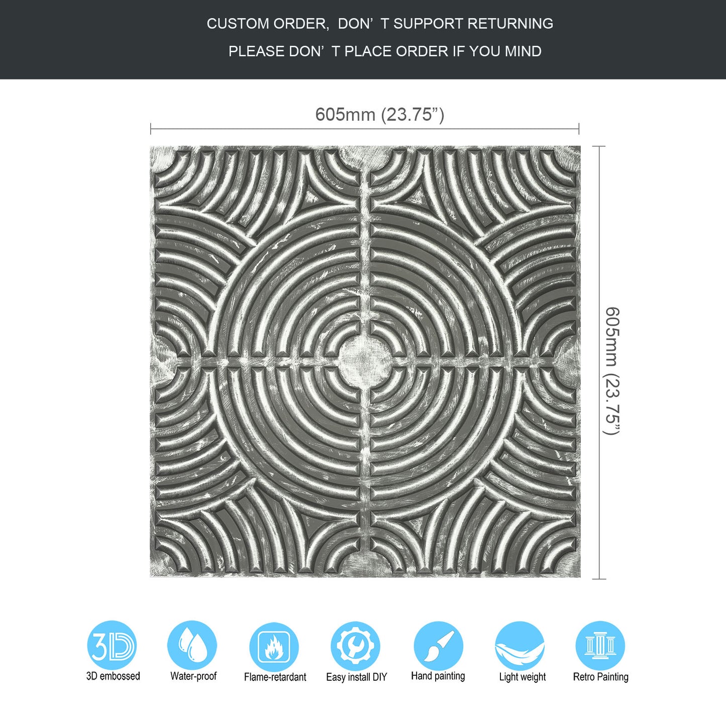 10tiles/lot Glue up 2x2 Ceiling Tiles Interior design for Bars, Plastic, Coffer, DIY ceiling panels PL84